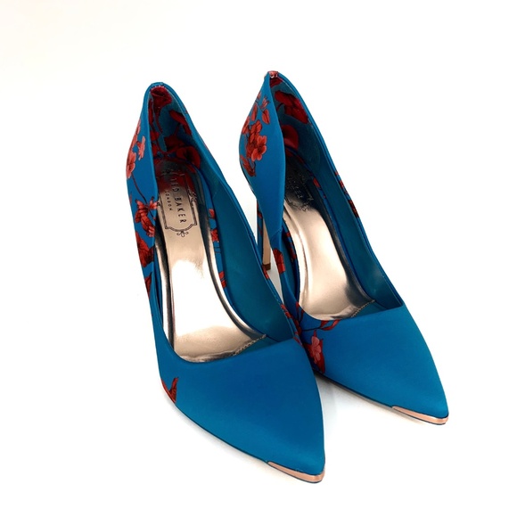 Melnip Floral Print Pumps Teal Fantasia 